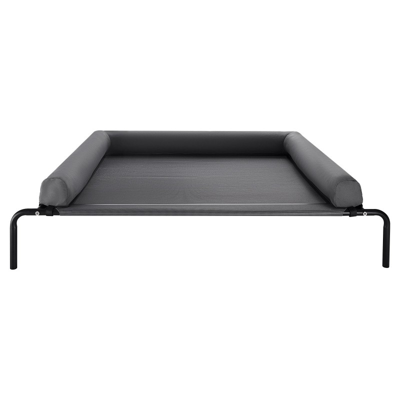 Korotettu koiranpeti teräsrunko hengittävä verkkokangas XL-koko irrotettava pestävä tyyny harmaa