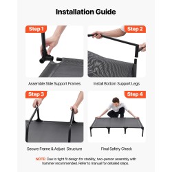 Kohotettu koiransänky teräsrunko hengittävä verkkokangas koko XL suurelle koiralle 60 kg kantavuus