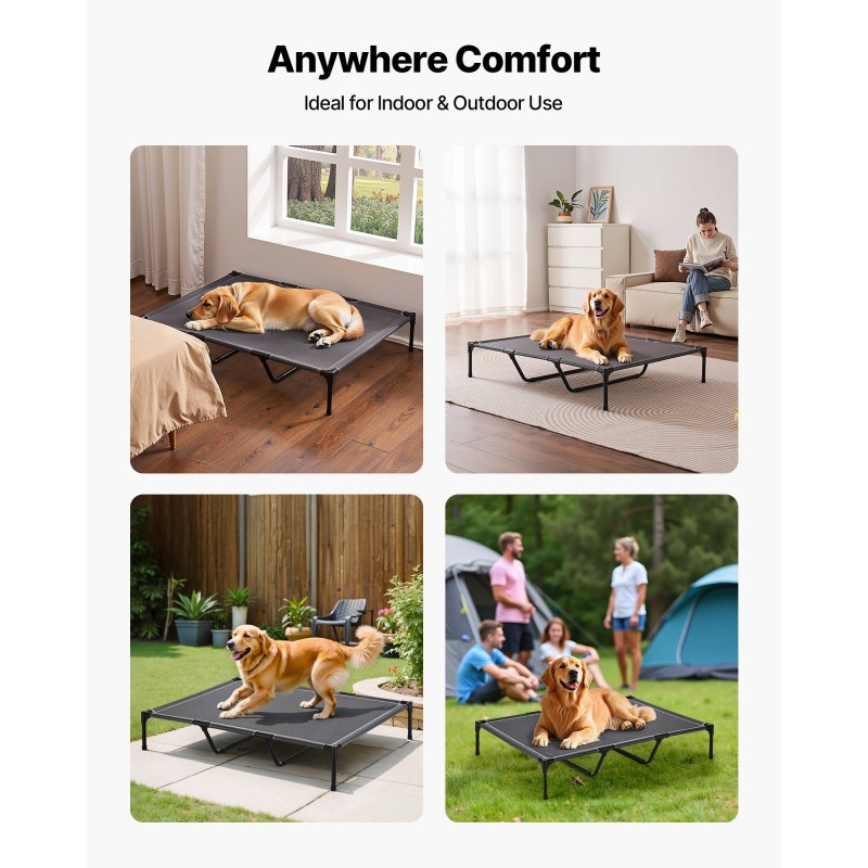 Kohotettu koiransänky teräsrunko hengittävä verkkokangas koko XL suurelle koiralle 60 kg kantavuus