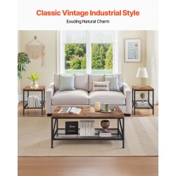 Sohvapöytäsarja 3-osainen vintage-henkinen metallijaloilla sohvapöytä 105 cm