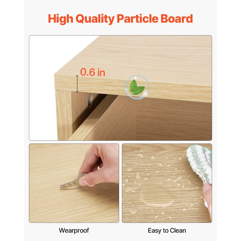 Lipasto 6 laatikkoa vaalea puupinta lastulevy ja MDF kumipuu