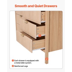 Lipasto 6 laatikkoa vaalea puunsävy MDF ja lastulevy olohuoneeseen