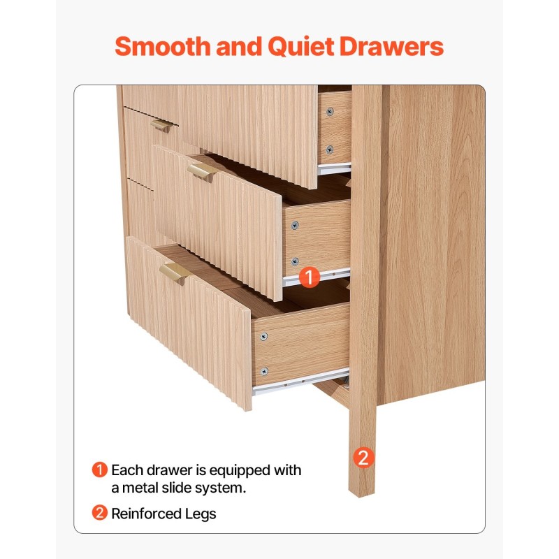 Lipasto 6 laatikkoa vaalea puunsävy MDF ja lastulevy olohuoneeseen