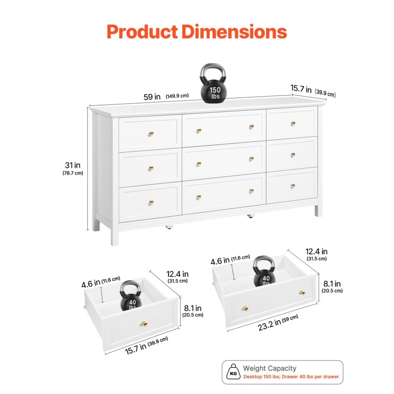 Lipasto 9 vetolaatikkoa MDF ja lastulevy valkoinen 149.9 cm