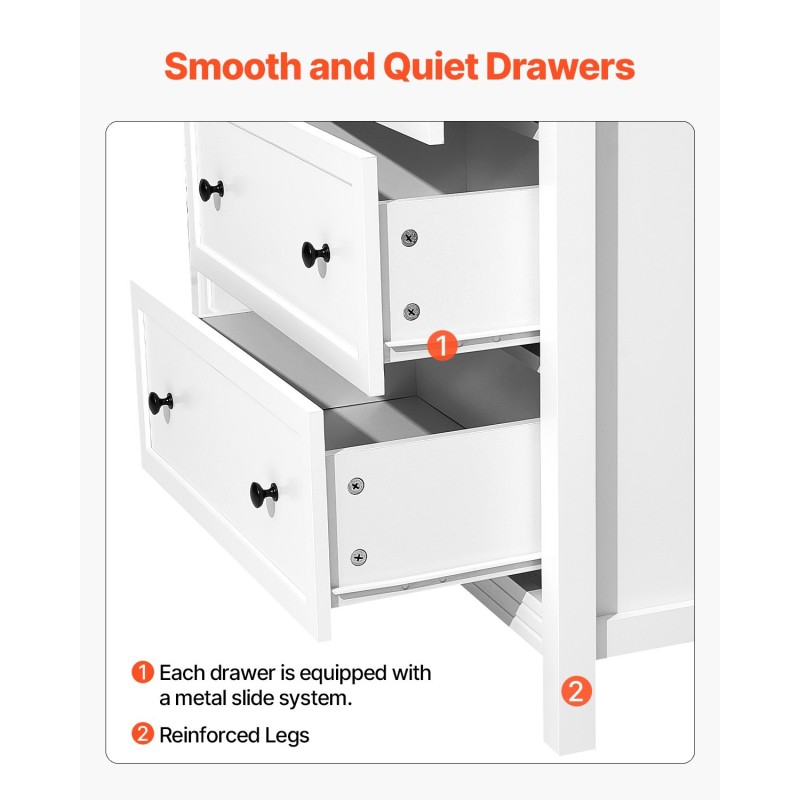 Lipasto 6 laatikkoa valkoinen lastulevy MDF leveys 120 cm korkeus 79 cm