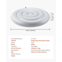 Porealtaan kansi ilmatäytteinen PVC-muovinen pyöreä 1370 mm ulkokäyttöön