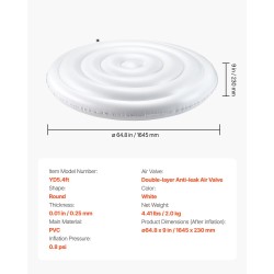 Ilmatäytteinen pyöreä porealtaan kansi PVC 1645 mm halkaisija 230 mm korkeus