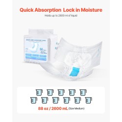 Teippivaipat aikuisille kertakäyttöiset M 40 kpl 2600 ml imevyys unisex