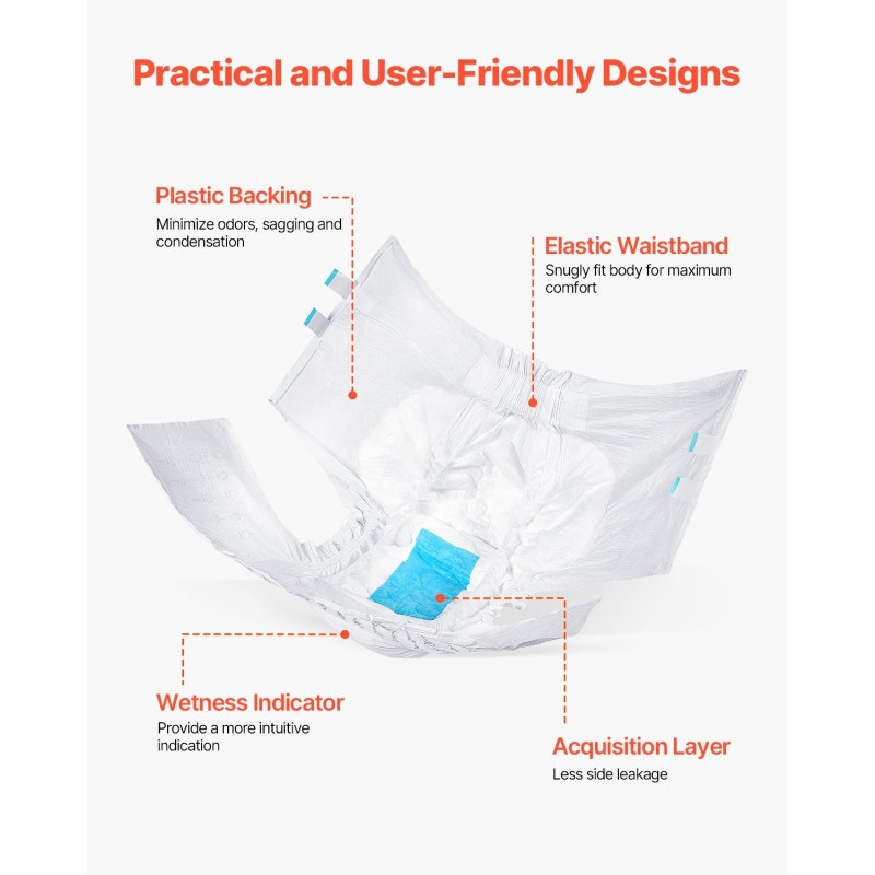 Teippivaipat aikuisille kertakäyttöiset M 40 kpl 2600 ml imevyys unisex