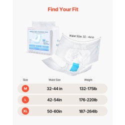 Teippivaipat aikuisille kertakäyttöiset M 40 kpl 2600 ml imevyys unisex