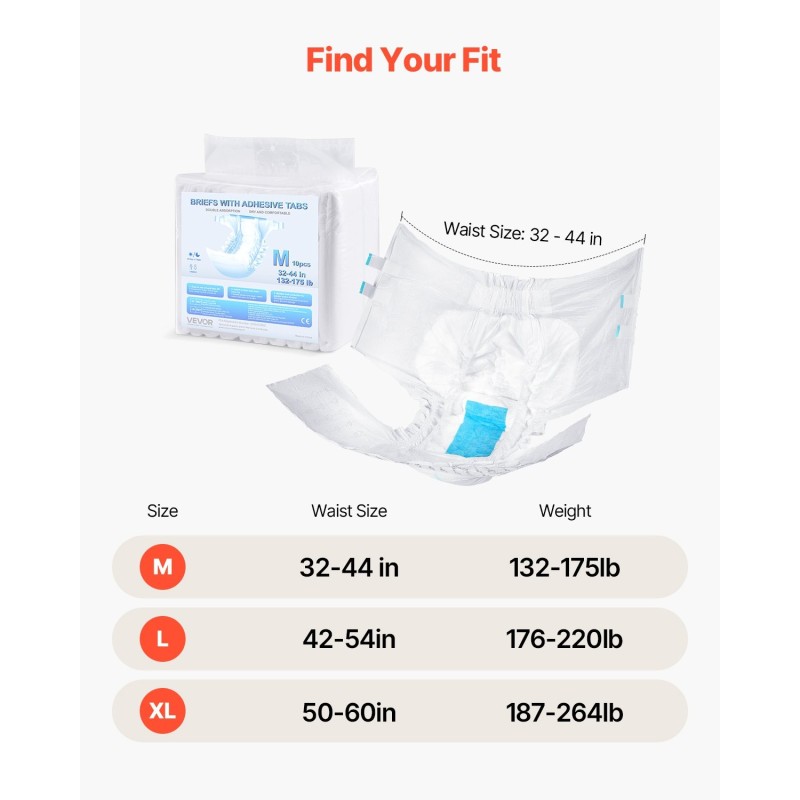 Teippivaipat aikuisille kertakäyttöiset M 40 kpl 2600 ml imevyys unisex