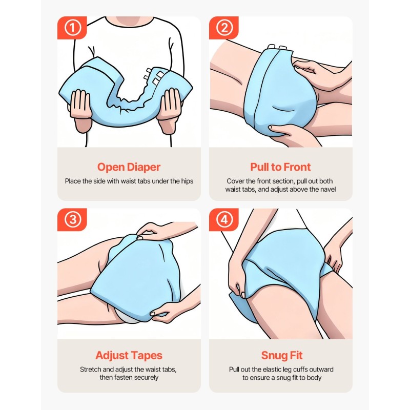 Teippivaipat aikuisille kertakäyttöiset M 40 kpl 2600 ml imevyys unisex