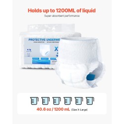 Suojahousut kertakäyttöiset aikuisille koko XL 1200 millilitraa imukyky 64 kappaletta hengittävä materiaali