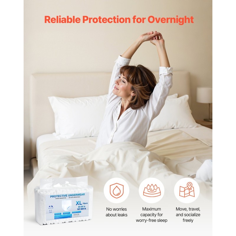 Suojahousut kertakäyttöiset aikuisille koko XL 1200 millilitraa imukyky 64 kappaletta hengittävä materiaali