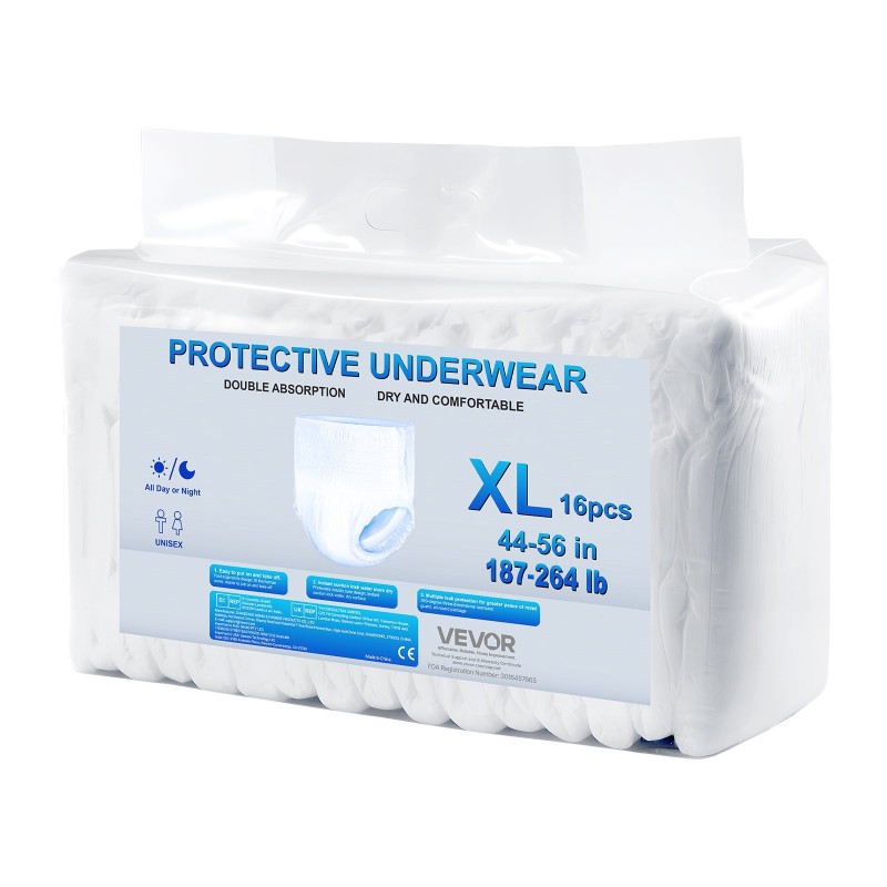 Suojahousut kertakäyttöiset aikuisille koko XL 1200 millilitraa imukyky 64 kappaletta hengittävä materiaali