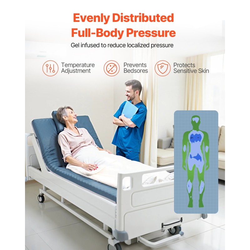 Vaahtomuovipatja kaksikerroksinen geelitäytteinen pitkäaikaishoitoon 1930 x 864 x 89 mm