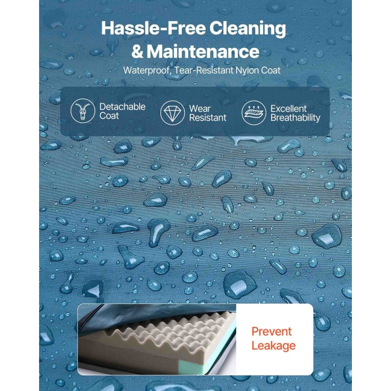 Sairaalasängyn kaksikerroksinen kolmivyöhykkeinen vaahtomuovipatja 203×91×15 cm pitkäaikaishoitoon vedenpitävällä päällisellä