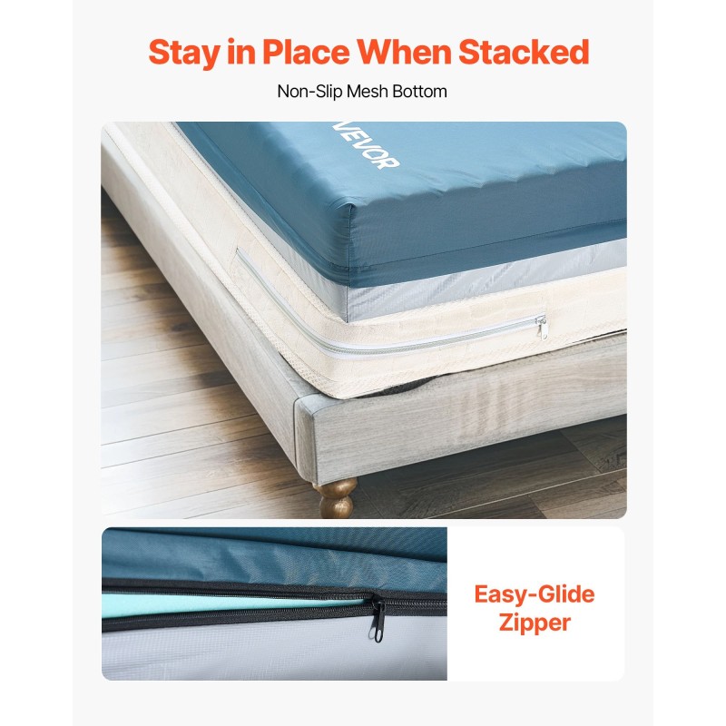 Sairaalasängyn kaksikerroksinen kolmivyöhykkeinen vaahtomuovipatja 203×91×15 cm pitkäaikaishoitoon vedenpitävällä päällisellä