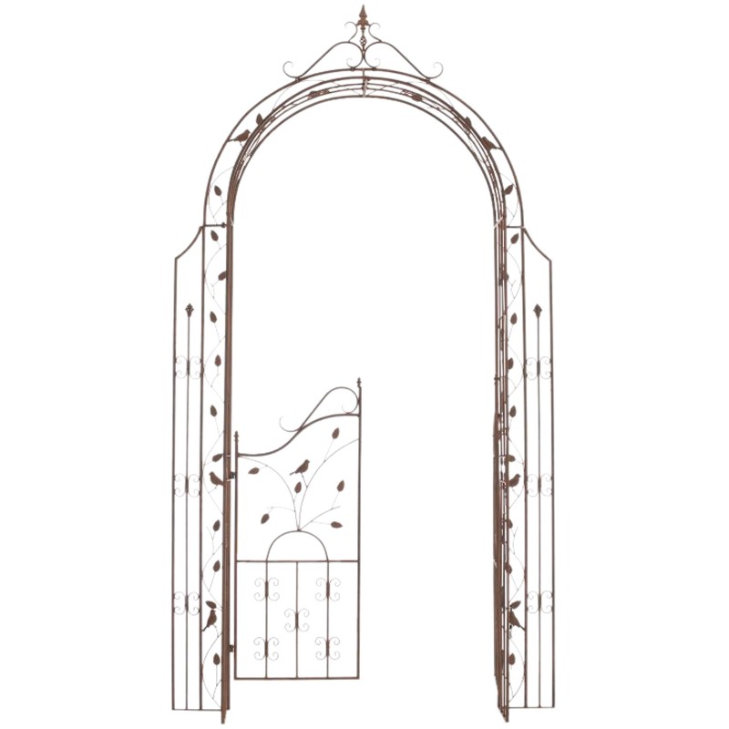 Kaunis ruusukaariportti raudasta puutarhaan köynnöskasveille 235 cm