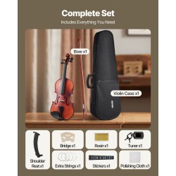 Viulu 4/4 kokoinen yläkansi kuusi pohja ja sivut vaahtera mattaruskea setti