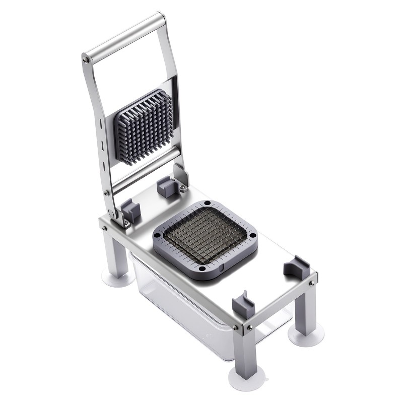 Vihannesleikkuri ruostumaton teräs kahdeksalla terällä painettava kansi elintarvikekelpoinen säilytysastia