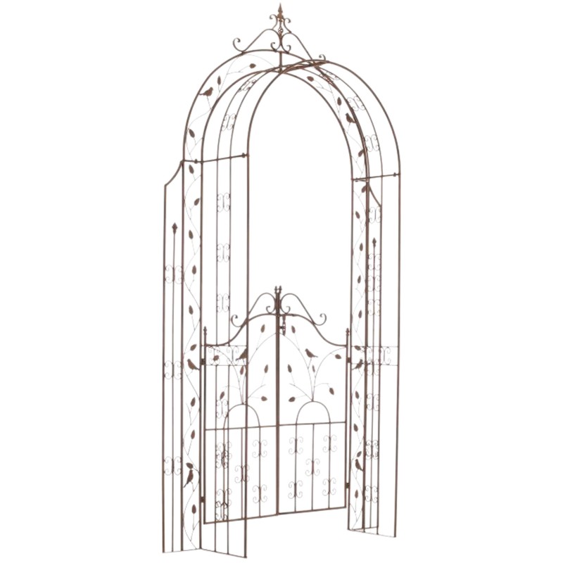 Kaunis ruusukaariportti raudasta puutarhaan köynnöskasveille 235 cm