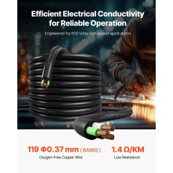 Sähkökaapeli CPE-kumieristeinen happivapaa kuparijohdin 16 mm² 3-johtiminen 7,62 m 600 V