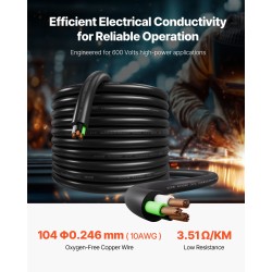 Sähkökaapeli CPE-kumieriste 10AWG 6 mm² 15,24 m hapeton kupari 600 VAC