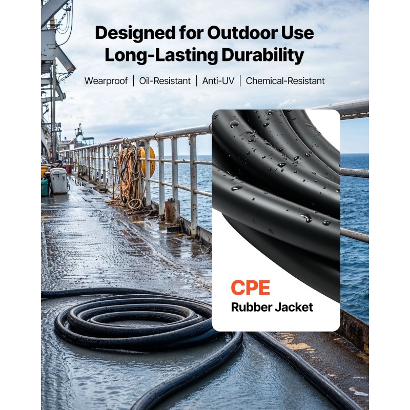 Sähkökaapeli CPE-kumieriste 10AWG 6 mm² 15,24 m hapeton kupari 600 VAC