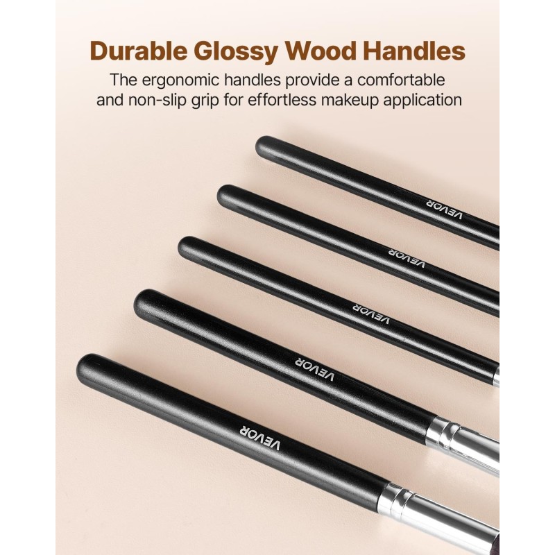 Meikkisivellinsetti 15-osainen synteettisillä harjaksilla puuvarsilla alumiinisilla holkeilla kasvoille silmille kulmille