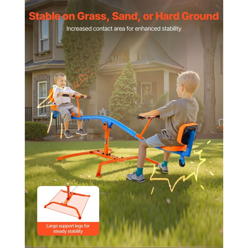 Kaksoiskeinulauta hiiliteräsrunkoinen 2 istuinta 360 asteen pyörivä jauhemaalattu