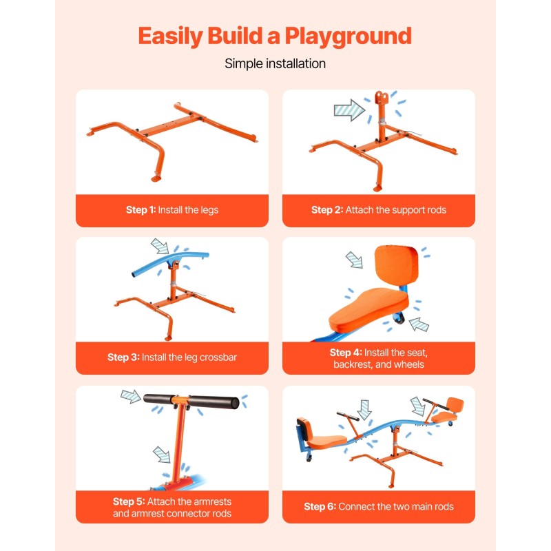 Kaksoiskeinulauta hiiliteräsrunkoinen 2 istuinta 360 asteen pyörivä jauhemaalattu