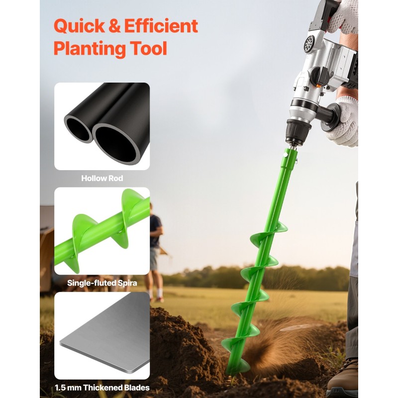 Maa- ja istutusporanterä Q235-teräksinen halkaisija 80 mm 20 mm adapterilla