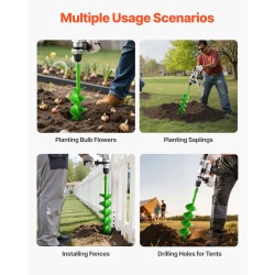 Istutuspora teräs 150 x 800 mm spiraaliterällä 20 mm sovittimella