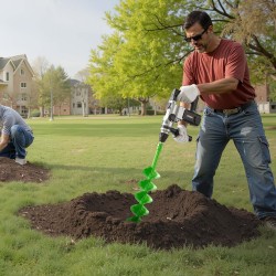 Istutuspora teräs 150 x 800 mm spiraaliterällä 20 mm sovittimella