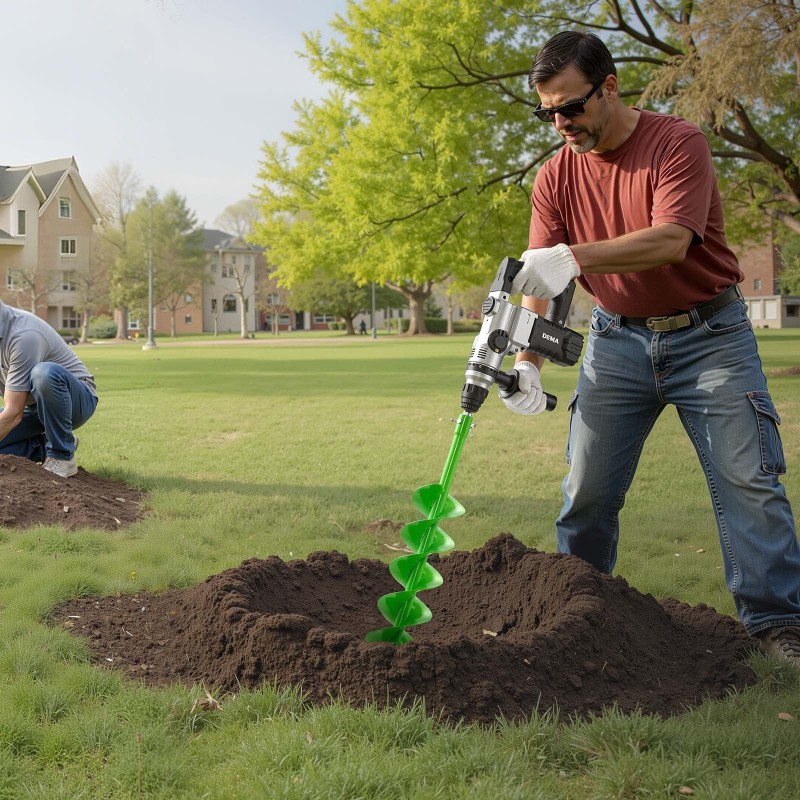 Istutuspora teräs 150 x 800 mm spiraaliterällä 20 mm sovittimella