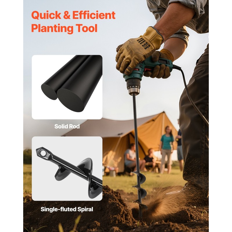 Spiraaliporanterä teräs 40 mm 420 mm 8 mm varsi istutukseen