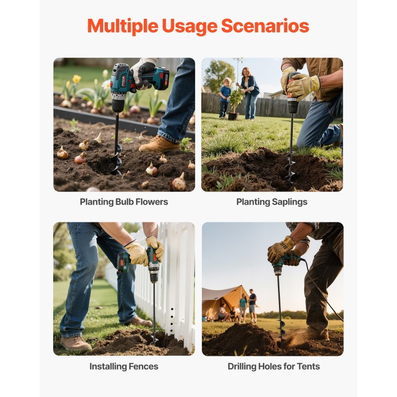 Spiraaliporanterä teräs 40 mm 420 mm 8 mm varsi istutukseen