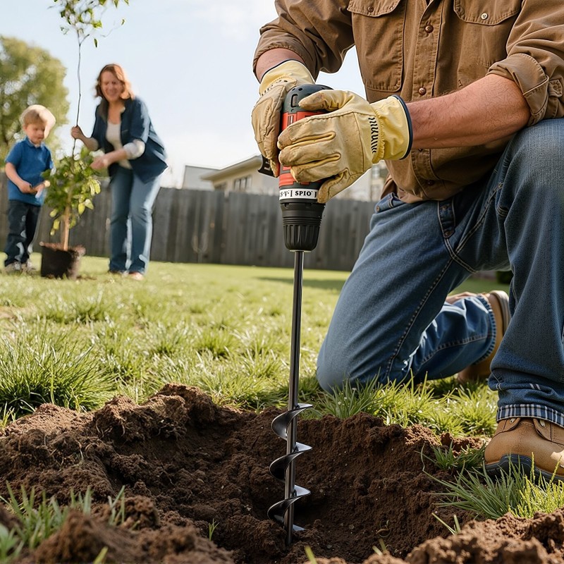 Spiraaliporanterä teräs 40 mm 420 mm 8 mm varsi istutukseen