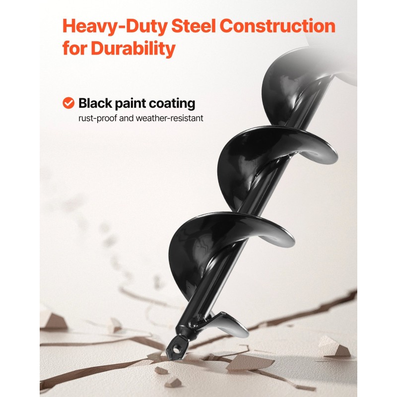 Maaporanterä spiraalimallinen 80 x 600 mm Q235 teräs 3/8 tuuman kuusiokoloistukkaan