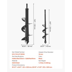 Kierreporanteräsarja 2 terää Q235-teräs 40 mm ja 80 mm 3/8 tuuman kuusiokoloistukkaan