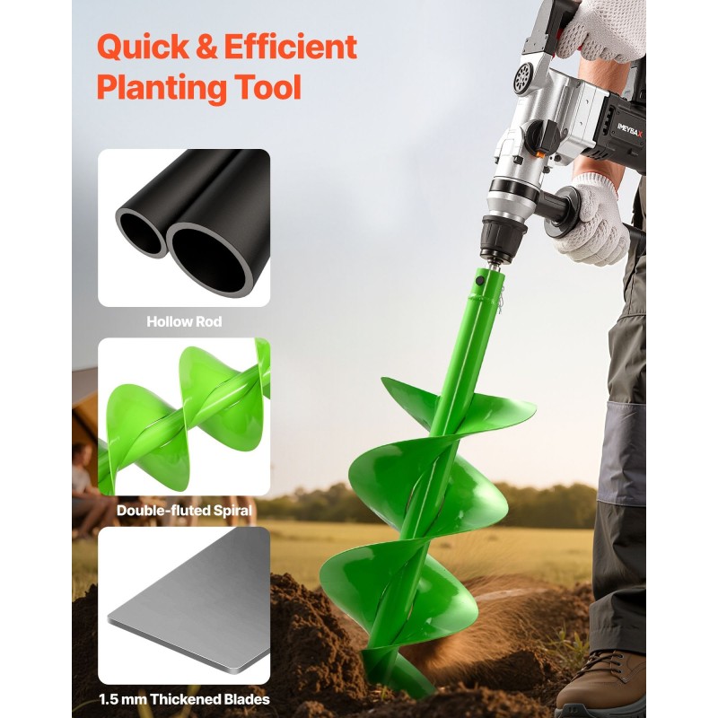 Istutusporanterä Q235-teräs halkaisija 200 mm pituus 790 mm sopii 20 mm karaan