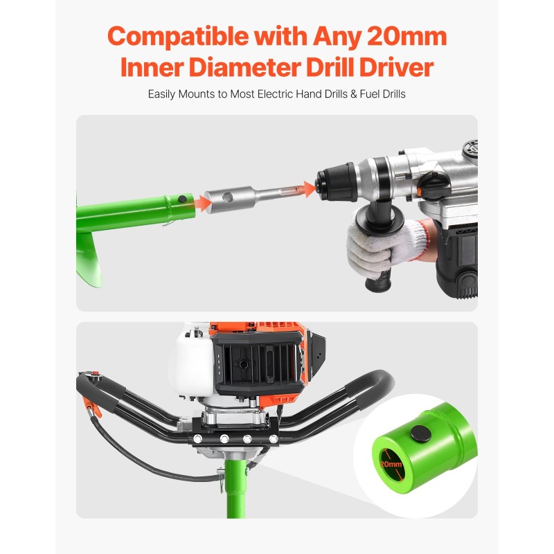 Istutusporanterä Q235-teräs halkaisija 200 mm pituus 790 mm sopii 20 mm karaan