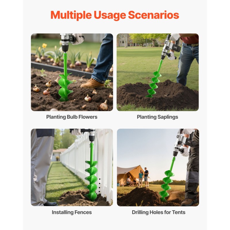 Spiraalikaira teräs 100 x 790 mm 20 mm akselilla istutukseen ja aitoihin