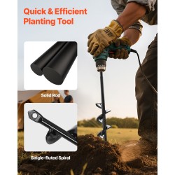 Spiraaliterä istutukseen Q235-teräs 40 x 220 mm 8 mm varsi 3/8 kuusiokolo