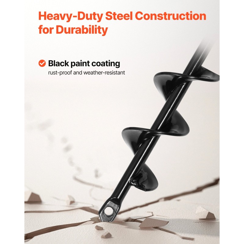 Spiraaliterä istutukseen Q235-teräs 40 x 220 mm 8 mm varsi 3/8 kuusiokolo