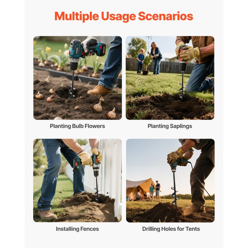 Spiraaliterä istutukseen Q235-teräs 40 x 220 mm 8 mm varsi 3/8 kuusiokolo