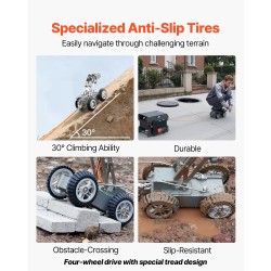 Putkistotarkastusrobotti 60 metrin kaapelilla 2 megapikselin kamerat 8 LED-valoa 300–1500 mm putkiin