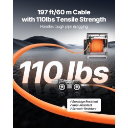 Putkistotarkastusrobotti 60 metrin kaapelilla 2 megapikselin kamerat 8 LED-valoa 300–1500 mm putkiin