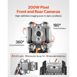 Putkitarkastusrobotti 120 m kaapelilla 300–1500 mm putkille 2 megapikselin kameroilla